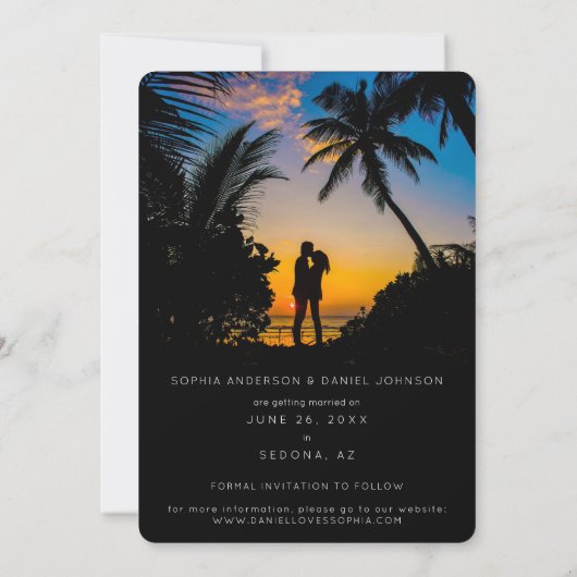 Neon Script Photo Wedding Save the Date (Achterkant)