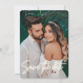 Neon Script Photo Wedding Save the Date (Voorkant)