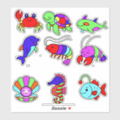 Neon Sea Creatures Sticker Pack – 9 Vibrant Underw (Vel)