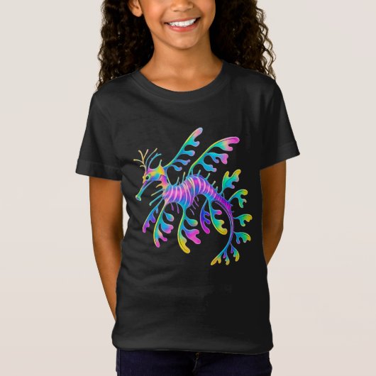 Neon Sea Dragon – Surreal Ocean Art T-shirt (Voorkant)