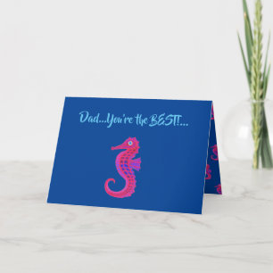 Neon Seahorse Father's Day Kaart