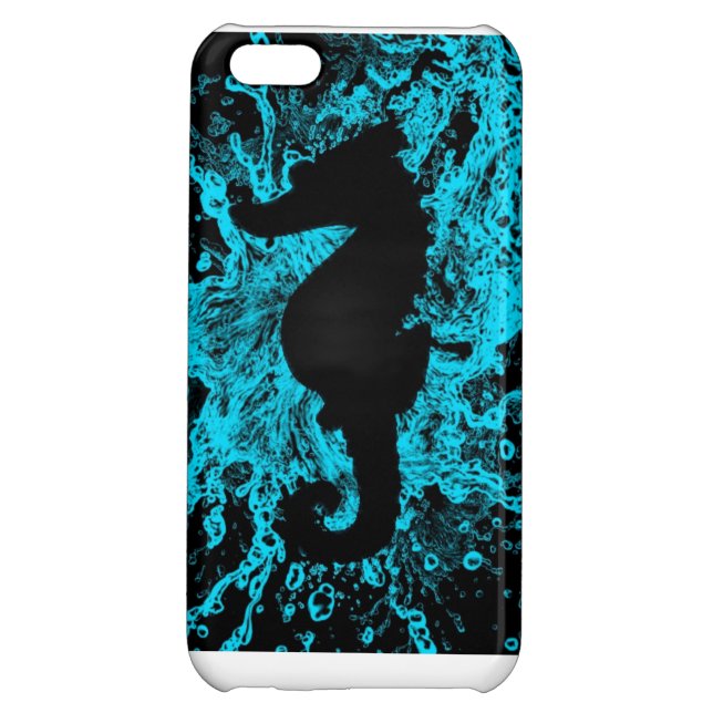 Neon seahorse iphone 5C hoesje, turquoise iPhone Hoesje (Achterkant)
