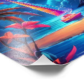 Neon Seaside Beacon 2 Foto Afdruk (Hoek)