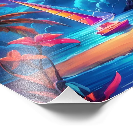 Neon Seaside Beacon 2 Foto Afdruk (Hoek)