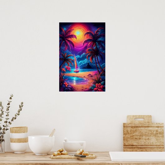 Neon Seaside Beacon 2 Poster (Keuken)