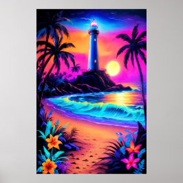 Neon Seaside Beacon 3 Poster