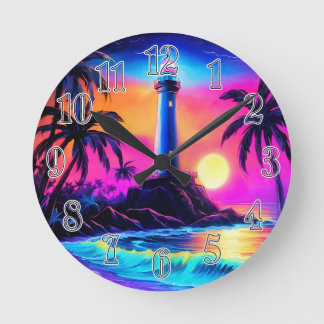 Neon Seaside Beacon 3 Ronde Klok