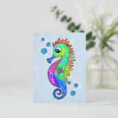 Neon Seepferdchen Briefkaart (Staand voorkant)
