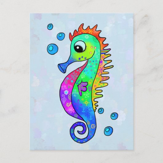 Neon Seepferdchen Briefkaart (Voorkant)