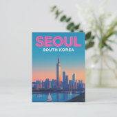 Neon Seoul Skyline Travel Briefkaart (Staand voorkant)