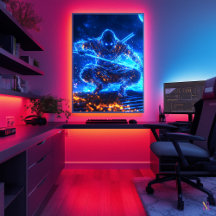 Neon Shadow Assassin – Cyberpunk Ninja in Blauwe F