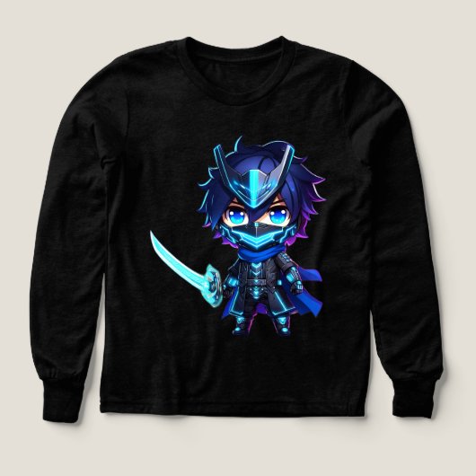 Neon Shadow – Chibi Cyber Ninja Sweatshirt Product (Voorkant)