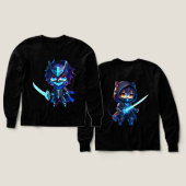 Neon Shadow – Chibi Cyber Ninja Sweatshirt Product (Voorkant /achterkant)