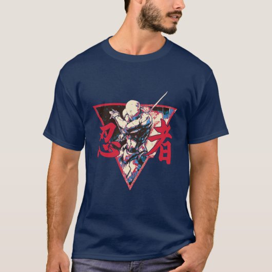 Neon Shadow Ninja - Dynamische Japanse krijgerkuns T-shirt (Voorkant)