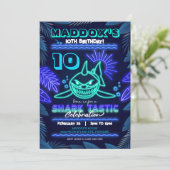 Neon Shark Party Uitnodiging Sharktastic (Staand voorkant)