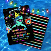 Neon Shark Pool verjaardagsfeestje Kaart