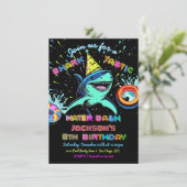 Neon Shark Pool verjaardagsfeestje Kaart (Staand voorkant)
