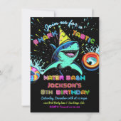 Neon Shark Pool verjaardagsfeestje Kaart (Voorkant)