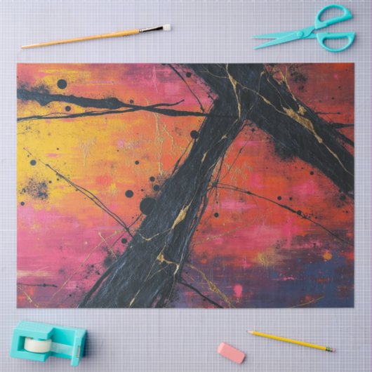 Neon Shatter: Fractured Abstract Flow Decoupage Tissuepapier (Craft)