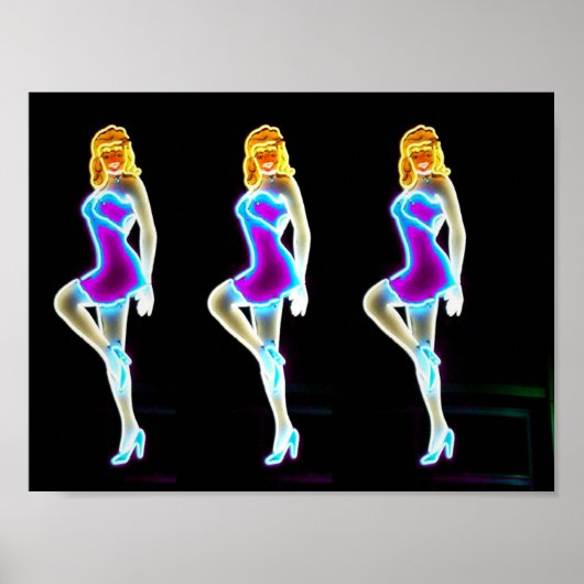 Neon Showgirl Post Kaart Vegas Neon Museum Poster (Voorkant)