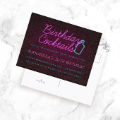 Neon Sign Birthday Cocktail Party Invitation Aankondigingskaart