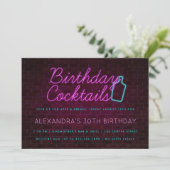 Neon Sign Birthday Cocktail Party Invitation Save The Date (Staand voorkant)