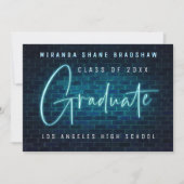 Neon Sign Blue Afstuderen Aankondiging fotoback-up (Voorkant)