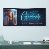 Neon Sign Blue Afstuderen foto Spandoek (Beurs)