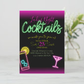 Neon Sign Dames Night Cocktail Party Kaart (Staand voorkant)