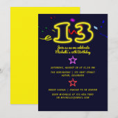 Neon Sign Dertiende Birthday Party Invitation Kaart (Voorkant / Achterkant)