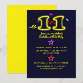 Neon Sign Elfde Birthday Party Invitation Kaart (Voorkant / Achterkant)