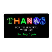 Neon Sign Glow in the Dark Party Dankjewel geschen Etiket (Voorkant)