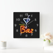 Neon Sign Home Bar - Aangepast Vierkante Klok (Huis)