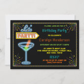 Neon Sign "Let s Party" Coctail Birthday Party Kaart (Voorkant)