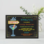 Neon Sign "Let s Party" Coctail Birthday Party Kaart (Staand voorkant)