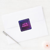 Neon Sign Let's Party Afstuderen Roze Paars Vierkante Sticker (Envelop)