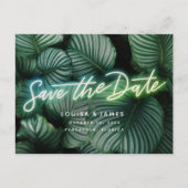 Neon Sign Modern Tropical Save the Date Briefkaart (Voorkant)