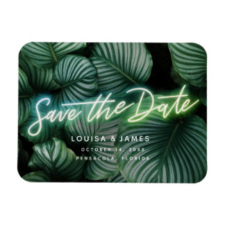Neon Sign Modern Tropical Save the Date Magneet