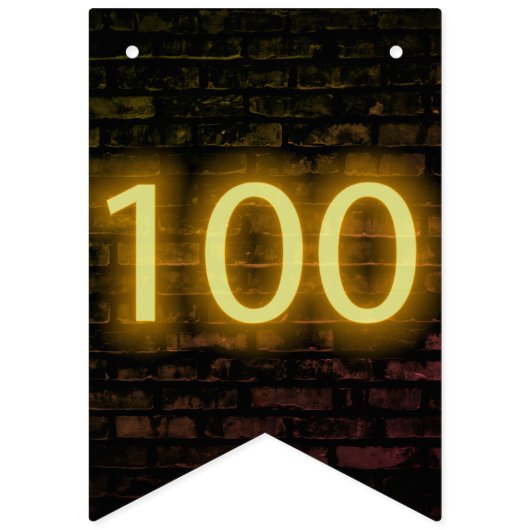 Neon Sign on Brick for 100th Birthday Vlaggetjes (Eerste vlag)