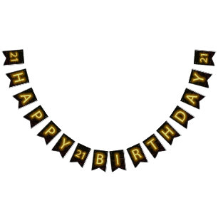 Neon Sign on Brick for 21st Birthday Vlaggetjes