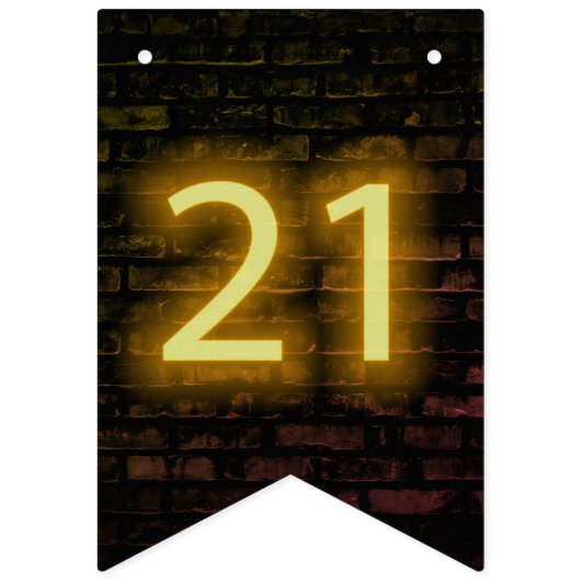 Neon Sign on Brick for 21st Birthday Vlaggetjes (Eerste vlag)