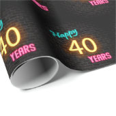 Neon Sign on Brick for 40th Birthday Cadeaupapier (Rol Hoek)