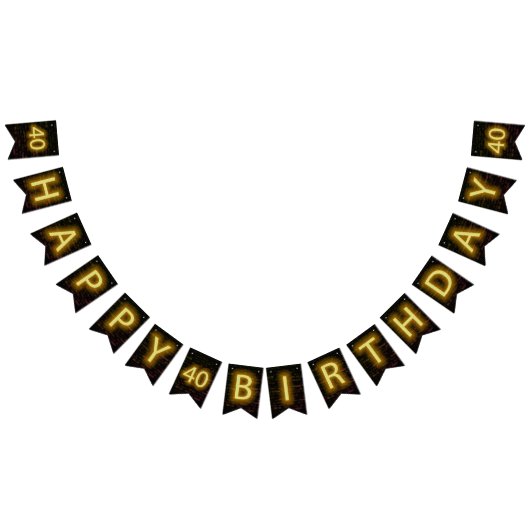 Neon Sign on Brick for 40th Birthday Vlaggetjes (Alle)