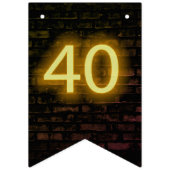 Neon Sign on Brick for 40th Birthday Vlaggetjes (Eerste vlag)