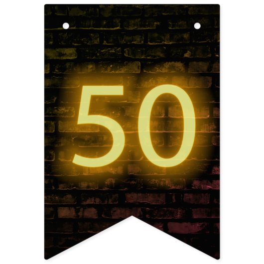 Neon Sign on Brick for 50th Birthday Vlaggetjes (Eerste vlag)