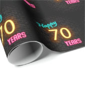 Neon Sign on Brick for 70th Birthday Cadeaupapier (Rol Hoek)