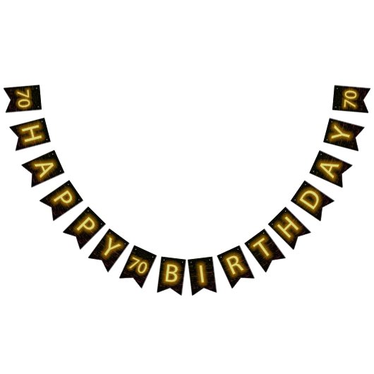 Neon Sign on Brick for 70th Birthday Vlaggetjes (Alle)