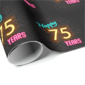 Neon Sign on Brick for 75th Birthday Cadeaupapier (Rol Hoek)