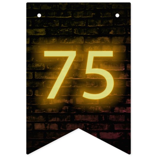 Neon Sign on Brick for 75th Birthday Vlaggetjes (Eerste vlag)