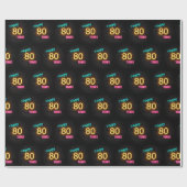 Neon Sign on Brick for 80th Birthday Cadeaupapier (Vlak)